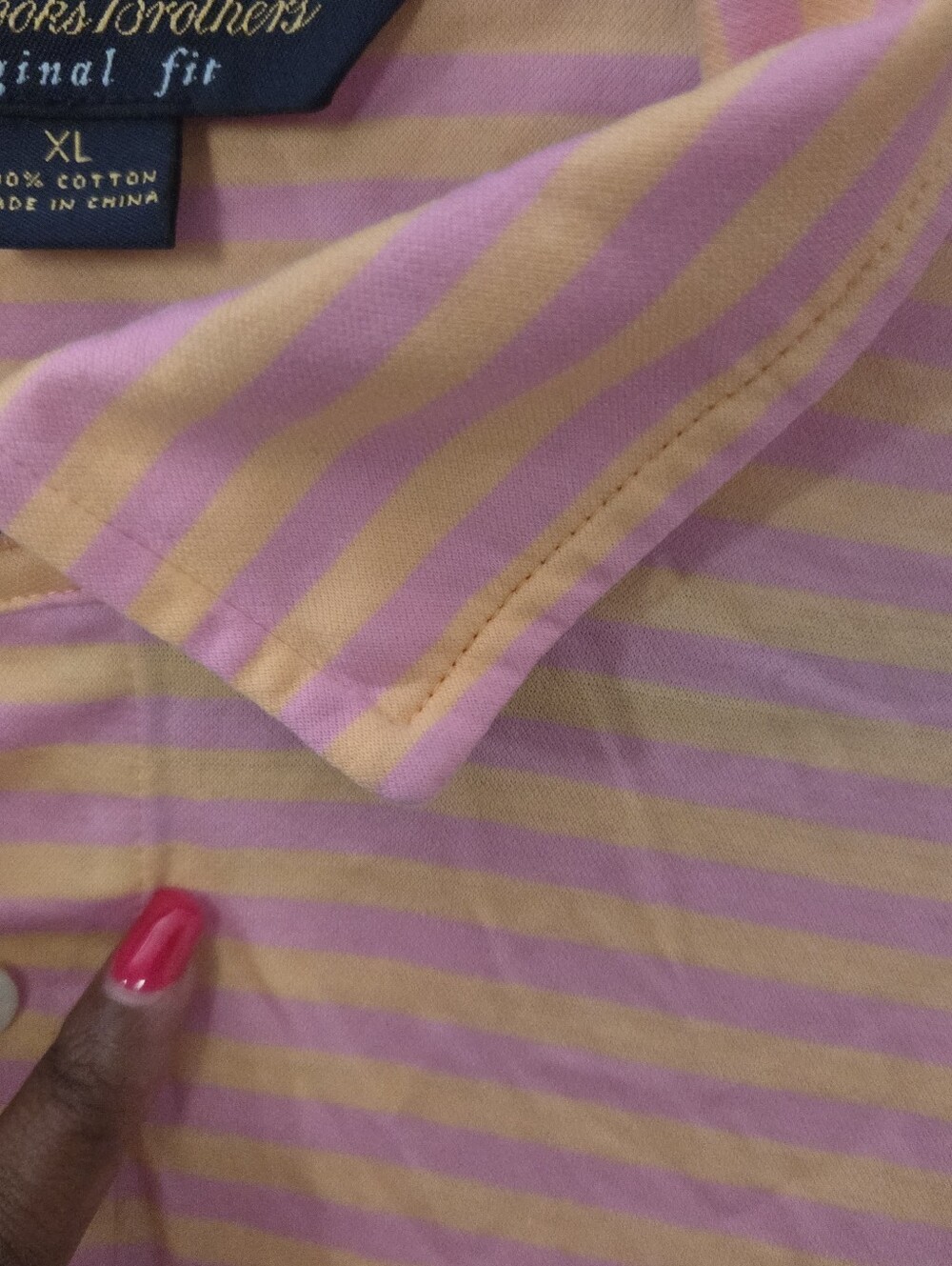 Brooks Brothers Men's Pink Orange Striped Golf Polo Preppy Shirt. Sz XL - Picture 5 of 10